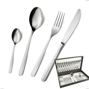 Medea 49-Piece Cutlery Set in Canteen Box, Polished AISI 304 Stainless Steel, 3 mm Thickness