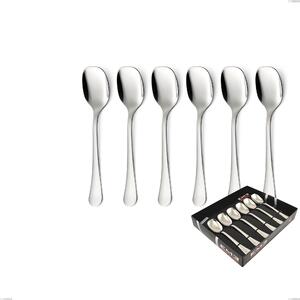 Milano Inox 18/10 Ice Cream Spoon Set of 6, Mirror Polished Stainless Steel 18/10 (AISI304), 2.5 mm Thickness, Display Box Packaging
