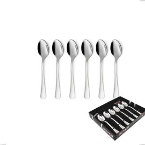 Milano Inox 18/10 Set of 6 Coffee Spoons in Display Box, Polished Mirror-Finish Stainless Steel 18/10 (AISI304), 2.5 mm Thickness