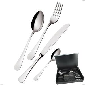 51-Piece Cutlery Set in Wooden Case, Milano Inox 18/10, Mirror-Polished Stainless Steel 18/10 (AISI304), 2.5 mm Thickness