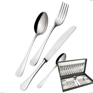 Milano Inox 18/10 49 Piece Cutlery Set, Mirror-Polished Stainless Steel 18/10 (AISI304), 2.5 mm Thickness in Canteen Box, Economical Knife