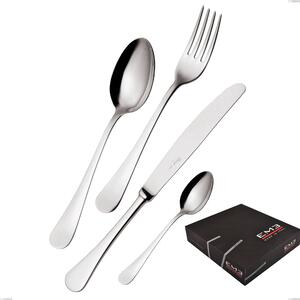 Milano Inox 18/10 49 Piece Cutlery Set in Gift Box, Economical Knife, Polished Mirror Finish Stainless Steel 18/10 (AISI304), 2.5 mm Thickness