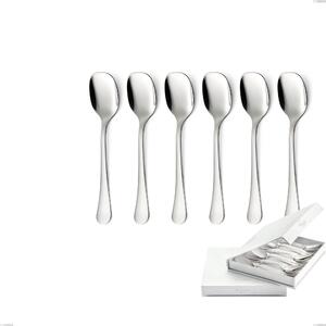 Milano Inox 18/10 Set of 6 Ice Cream Spoons, 18/10 Stainless Steel (AISI304) Mirror Polished, 2.5mm Thickness, Presented in a Book-Style Box