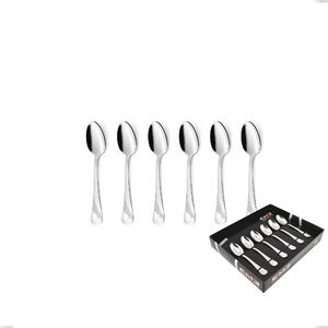 Milano Inciso Set of 6 Moka Spoons in Display Box, 18/10 (AISI304) Polished Stainless Steel, 2.5 mm Thickness