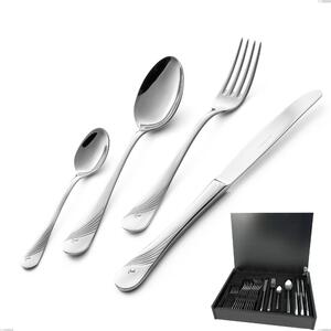 Milano Inciso 24-piece cutlery set in wooden case, 18/10 (AISI304) polished stainless steel, 2.5 mm thickness