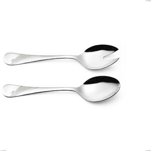 Milano Inciso Salad Cutlery Set, 18/10 (AISI304) Polished Stainless Steel, Mirror Finish, Engraved Handle, 2.5 mm Thickness, Length 233 mm