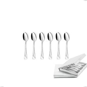 Set of 6 Milano Inciso Moka Spoons in Book-style Box, 18/10 (AISI304) Polished Stainless Steel, 2.5 mm Thickness