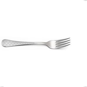 Milano Damask Serving Fork, 18/10 (AISI304) Polished Stainless Steel Damask Effect Laser Design, 2.5mm Thickness, 233mm Length