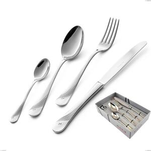 Milano Inciso 16 Piece Cutlery Set in Showcase Packaging, 18/10 (AISI304) Polished Stainless Steel, 2.5 mm Thickness