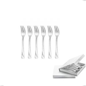 Milano Inciso Set of 6 Dessert Forks in Book-style Box, 18/10 (AISI304) Polished Stainless Steel, 2.5 mm Thickness