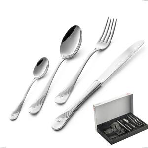 Milano Inciso 30-Piece Cutlery Set in Panoramic Packaging, 18/10 (AISI304) Polished Stainless Steel, 2.5 mm Thickness