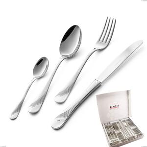 Milano Inciso 24 Piece Cutlery Set in Presentation Box, 18/10 (AISI304) Polished Stainless Steel, 2.5 mm Thickness