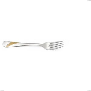 Milan Engraved Gold Fish Fork, 18/10 (AISI304) Polished Stainless Steel and Gold Finish, Thickness 2.5 mm, Length 184 mm