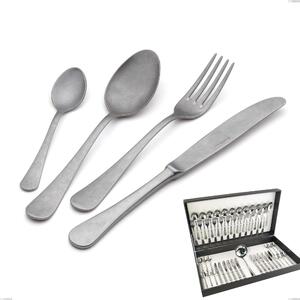 49-Piece Milano Retro Cutlery Set in Canteen Box, Vintage Stainless Steel (Aisi 304)