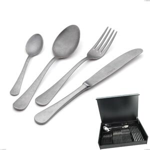 Milano Retro 51-Piece Cutlery Set in Wooden Canteen Box, Stainless Steel (Aisi 304) Vintage