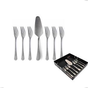 Set of 7 Dessert Cutlery, Small Forks and Dessert Spatula Milano Retro in Showcase Packaging, Stainless Steel (Aisi 304) Vintage Name: Milano Retro