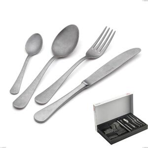 Milano Retro 30-Piece Cutlery Set in Panoramic Packaging, Vintage Stainless Steel (Aisi 304)