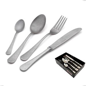 Milano Retro 24-Piece Cutlery Set in Showcase Packaging, Vintage Stainless Steel (Aisi 304)