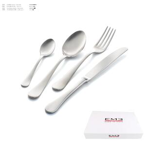 MILANO Sandblasted Cutlery Set 24 Pieces in Sandblasted 18/10 Stainless Steel 2.5 mm Thickness in Panoramic Packaging