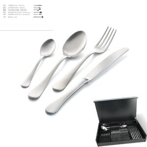 MILANO Sandblasted 51 Piece Cutlery Set in Sandblasted 18/10 Stainless Steel 2.5 mm Thickness with Wooden Case