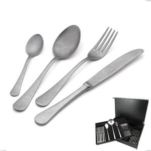 Milano Retro 75 Piece Cutlery Set in Wooden Box, Stainless Steel (AISI 304) Vintage