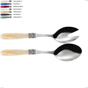 Mona Lisa Salad Cutlery Pair, 18/10 AISI 304 Polished Stainless Steel with Pearlescent Acrylic Handle, Length 236 mm