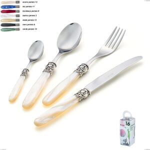 You&Me 16 Pieces Cutlery Set Mona Lisa, Polished 18/10 AISI 304 Stainless Steel with Pearlescent Acrylic Handle