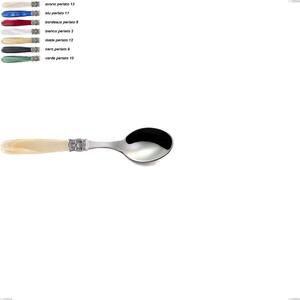 Mona Lisa Coffee Spoon, 18/10 AISI 304 Polished Stainless Steel with Pearlescent Acrylic Handle, Length 144 mm