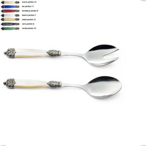 Mirage Salad Cutlery Set in 18.10 AISI430 Stainless Steel with ABS Handle and Double Ring, Dishwasher Safe