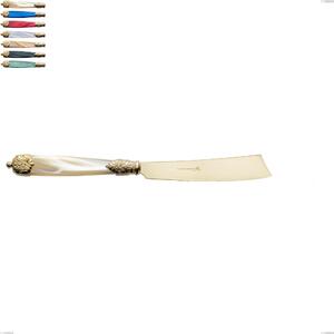 Mirage Pearl Tin Gold Cake Knife, 18.10 Stainless Steel with Golden PVD Finish, Acrylic Handles, Length 242 mm