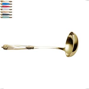 Mirage Pearl Tin Gold Ladle, 18.10 Stainless Steel with Gold-Coloured PVD Finish, Methacrylate Handles, Length 279 mm