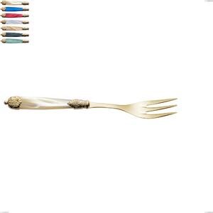 Mirage Pearl Tin Gold Serving Fork, 18.10 Steel with Gold-Coloured PVD Finish, Acrylic Handles, Length 247 mm