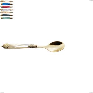 Mirage Pearl Tin Gold Coffee Spoon, 18.10 Stainless Steel with Gold-Coloured PVD Finish, Acrylic Handles, Length 152 mm