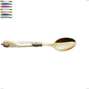 Mirage Pearl Tin Gold Table Spoon, 18.10 Stainless Steel with Coloured Gold PVD Finish, Acrylic Handles, Length 221 mm