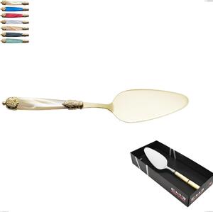 Mirage Pearl Tin Gold Cake Server in Display Box, 18.10 Stainless Steel with Gold-Coloured PVD Finish, Methacrylate Handles