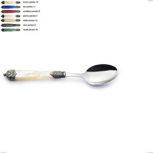 Mirage Table Spoon in 18.10 AISI304 Stainless Steel with Double Ring Pearl Handle Dishwasher Safe