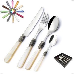 Napoleon 24 Piece Cutlery Set in Showcase Box, Pearlescent, (18.10 AISI 304 Stainless Steel), Methacrylate Handles