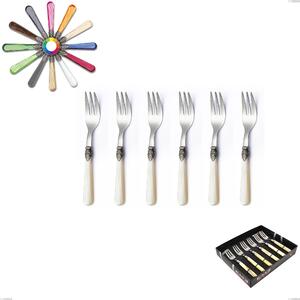 Showcase Packaging 6 Pieces Napoleon Pearl Dessert Forks, (18.10 aisi304 Stainless Steel), Methacrylate Handles