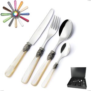 24-Piece Napoleon Pearl Cutlery Set in Wooden Case, (18.10 AISI 304 Stainless Steel), Methacrylate Handles