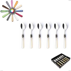 Showcase Pack of 6 Napoleon Pearl Coffee Spoons, (18.10 aisi304 Stainless Steel), Methacrylate Handles