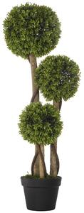 HOMCOM Decorative Artificial Plants Boxwood Ball Topiary Trees in Pot Fake Plants for Home Indoor Outdoor Decor, 90 cm