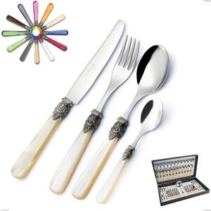 Napoleon 49 Piece Cutlery Set in Canteen Box, Pearl Finish, (18.10 AISI 304 Stainless Steel), Methacrylate Handles
