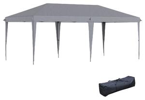 Outsunny Pop Up Gazebo 3 x 6 m, Foldable Canopy Tent with Height Adjustable, Wedding Awning & Carrying Bag, Grey