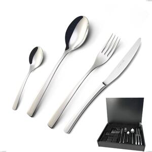 Onda 24 Piece Cutlery Set in Wooden Canteen Box, Polished Stainless Steel (Aisi 304)