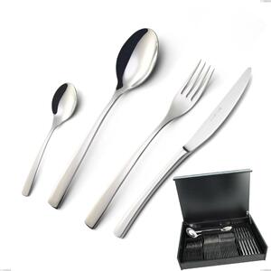 Onda 51 Piece Cutlery Set in Wooden Canteen Box, Polished Stainless Steel (Aisi 304)