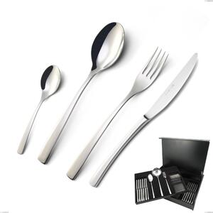 75-Piece Onda Cutlery Set in Wooden Box, Polished Stainless Steel (Aisi 304) from the Canteen