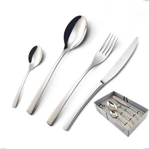 Onda 16-Piece Cutlery Set in Showcase Packaging, Polished Stainless Steel (Aisi 304)