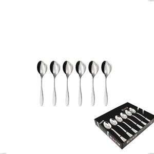 Set of 6 Oasi Coffee Spoons in Display Box, Polished AISI 304 Stainless Steel Cutlery, 2 mm Thickness