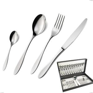 Oasi 49 Piece Cutlery Set in Canteen Box, Polished AISI 304 Stainless Steel, 2 mm Thickness