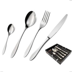 Oasi 24 Piece Cutlery Set in Showcase Packaging, Polished Stainless Steel Aisi 304, 2 mm Thickness